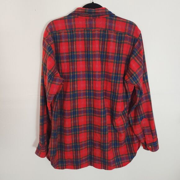 Vintage Pendleton Wool Plaid Shirt Red Tartan Button-Up Lined Size L USA 80s - Picture 3 of 7